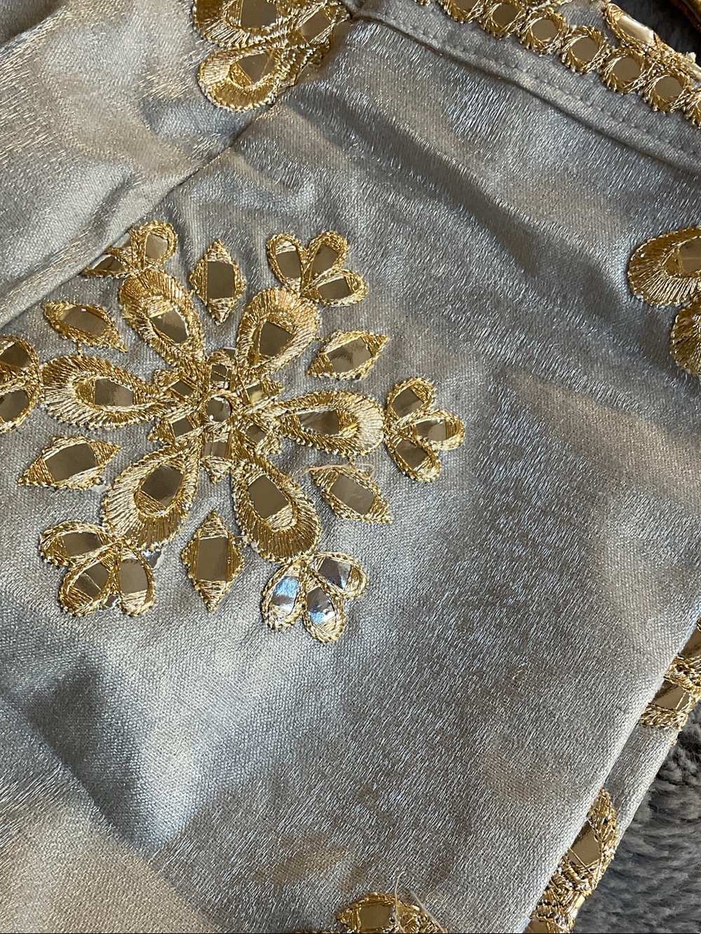 Elegant Pale Sage Embroidered Lehenga Set with Gold Accents NWOT - Picture 6 of 7